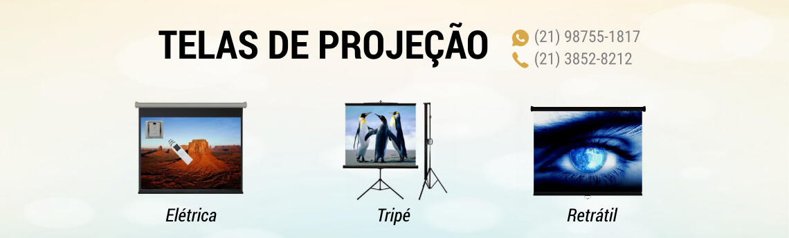 Telas para projetores - Retrátil, elétricas e tripé.